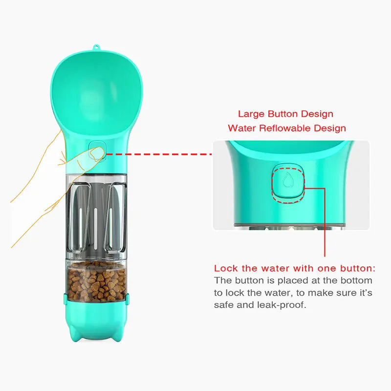 Travel-Ready Multifunctional Pet Bottle Water & Food in One